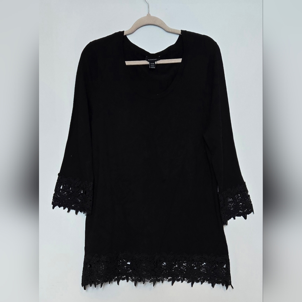 Elegant Black Lace Trim Women's Alison Sheri Top  size XL